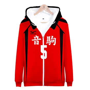 Anime Haikyuu Cosplay Kostüm Nekoma Lise Voleybol Kulübü Kozume Kenma Kuroo Tetsurou fermuarlı kapüşonlu ceket gündelik spor giyim  10