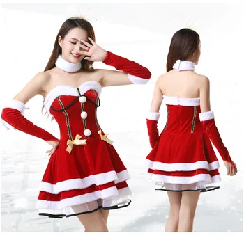 Moda Bayan Baba Elbise Takım Elbise Kadın Noel Fantezi Parti elbisesi Seksi Santa Kıyafetler Hoodie Noel Baba Tatlım Cosplay Kostümleri  2