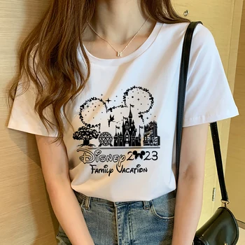 Disney Küçük Kasaba Moda Kadın T-shirt 2023 Yeni Moda Yüksek Sokak Aile Giyim Kısa Kollu Beyaz Üstleri Y2k Kadın T Shirt  10