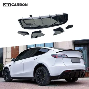 Tesla Modeli Y 2021 + Karbon Fiber Arka Difüzör Spoiler Arka ÖN TAMPON Difüzör Spoiler ABS Araba Vücut Kitleri  10