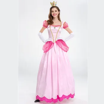 Cadılar bayramı Kadınlar Süper Ganme Pembe Şeftali Prenses Cosplay Kostüm Karnaval Parti Aurora Prenses Fantasia Cosplay Elbise  5