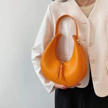JIOMAY Lüks tasarımcı çantaları Cüzdan Kadınlar için 2022 Trend PU Deri Alışveriş Yarım Ay Hilal Hiçbir Cep Koltukaltı Tote Çanta  5