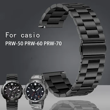 Casio PROTREK dağ Tırmanışı serisi PRW-60 / PRW-70 / PRW-50Y Paslanmaz çelik metal saat kayışı 23mmBlack gümüş saat bandı  10