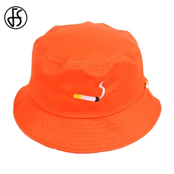 FS 2022 Yeni Yaz Turuncu Panama Kap Kadın Erkek Sigara Nakış Streetwear Balıkçı Şapka Şık Hip Hop Kova Şapka  5