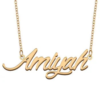 Amiyah Tabela Kolye Kadınlar için paslanmaz çelik Takı Altın Kaplama Adı Zincir Kolye Femme Anneler Kız Arkadaşı Hediye  5