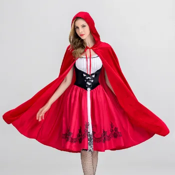 Kadın Peri Masalları kırmızı başlıklı kız Kostüm kırmızı şapka Pelerin Yetişkin Anime Cosplay Pelerin Giyim  5