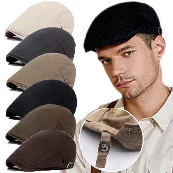 Retro Batı Newsboy Kapaklar Bere Şapka Yaz Bahar Ayarlanabilir Erkekler güneş şapkaları Pamuk Düz Bere Şapka Düz Ağız Eğlence Erkek Kapaklar  5