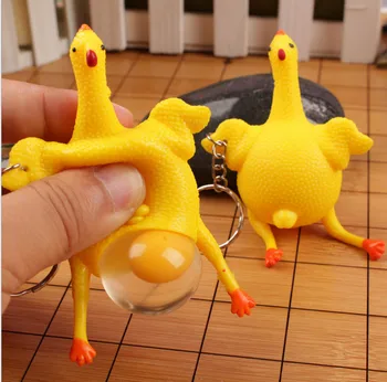 Tavuk Yumurtası Sevimli Yumurtlayan tavuklar Kalabalık Stres toplu anahtarlık Yaratıcı Komik Parodi Zor Araçlar Oyuncak Tavuk Anahtarlık anahtar zincirleri  0
