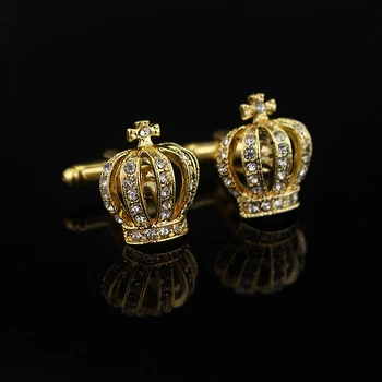 MOCHUN Erkekler Kadınlar Klasik Parlak Rhinestone Taç Takı Kalıp Seti Burgu Erkekler Kol Düğmeleri Fransız Kristal tiara Gömlek kol düğmeleri-20  5