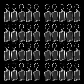 40 adet Akrilik fotoğraflı anahtarlık Özel Çerçeveler Ekle Temizle Boş DIY Resim Çerçeveleri-1. 5X0. 98  4
