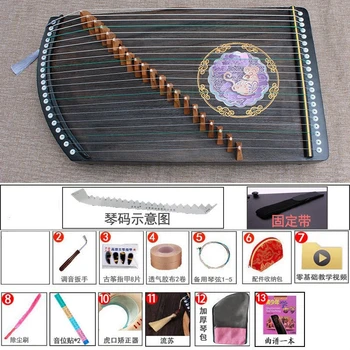 21 Dizeleri Guzheng Kanun Paulownia Ahşap Oniki Çin Zodyak Işaretleri Parmak Eğitmeni Taşınabilir Mini yaylı müzik Aletleri  10