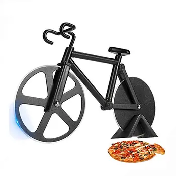 Pizza Kesici Paslanmaz Çelik Bisiklet Şekli Tekerlekli Bisiklet Rulo Pizza Chopper Dilimleme Pizza Kesme Bıçağı mutfak gereçleri (Hediye Kutusu)  5