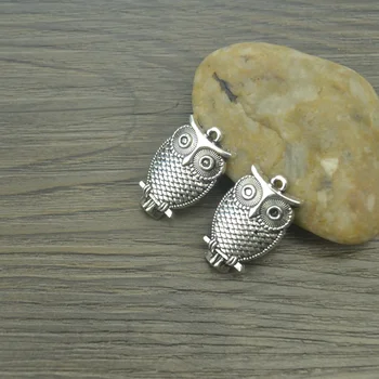 10 adet / grup baykuş Antik Gümüş Kaplama Bilezikler Charm Kolye Moda Takı Yapımı Bulguları DIY Charms El Yapımı D108  1