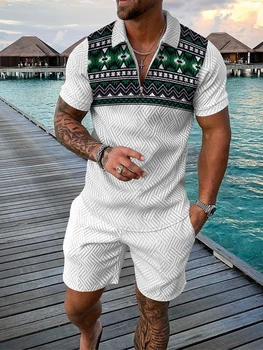 Erkek Eşofman Yaz Kısa Kollu POLO GÖMLEK ve şort Takım Elbise iki Parçalı Set Erkek Golf Spor Salonu Giyim Streetwear erkekler için  10