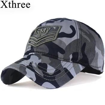 Xthree kamuflaj beyzbol şapkası Mektup ordu snapback Şapka erkekler için Kap gorra casquette baba şapka Toptan  5