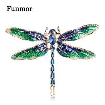 Funmor Mavi Rhinestone Dragonfly Broş Kadınlar İçin Emaye Esmalte Kelebek Böcek Broş Hayvan Doğum Günü Hediyeleri Takı  5