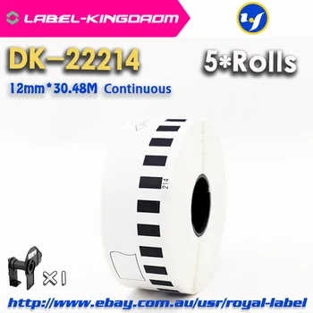5 Dolum Rolls Uyumlu DK-22214 Etiket 12mm * 30.48 M Sürekli Brother Etiket Yazıcısı için Uyumlu Beyaz Renk DK-2214  5