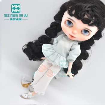 1 adet Blythe Doll oyuncak bebek giysileri Fener kollu gömlek, ekose gömlek, mini etek Blythe Doll için Azon OB23 OB24 1/6 bebek aksesuarları  5