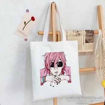Japon animesi Yarichin Kulübü Karikatür Yarichin B Kulübü Sanat Alışveriş Siyah Çanta bez alışveriş çantası Baskılı yeniden kullanılabilir poşet omuz çantaları  10