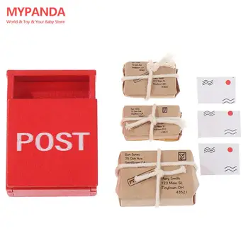 Sıcak! 1 Takım 1: 12 Evcilik Minyatür Mektup Kutusu Kırmızı Posta Kutusu Posta Çuval Kartpostal Peri Bahçe Kapı Mobilya Ev Dekor Oyuncak  4