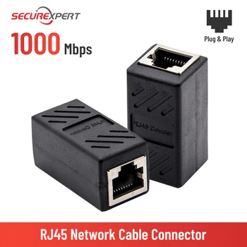2 Adet RJ45 konnektör Ağ genişletici Ethernet Kabel RJ45 genişletici adaptörü Gigabit arayüzü Dişi Dişi ağ bağlantısı  1