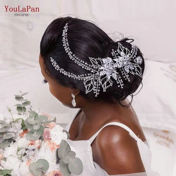 YouLaPan HP254 Zarif Gelin saç tokası Taklidi Yan Firkete Gelin Headdress Çiçek Düğün saç aksesuarları Bayanlar Şapkalar  2