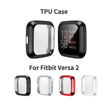 Ultra ince Yumuşak Tpu Kılıf Fitbit Versa için 2 Su Geçirmez İzle Kabuk Ekran Koruyucu Fitbit Versa2  5