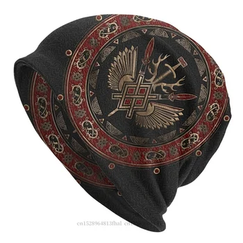 Kaput Şapka Gotik Erkek kadın Skullies bere Mızrak Odin Siyah Ve Kırmızı Kış Sıcak Kap Tasarım Kapaklar  5
