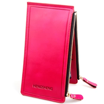 Yeni sıcak satış moda yüksek kapasiteli bayan cüzdan düz renk fermuar debriyaj kadın uzun tasarım cüzdan kart tutucu çantalar  10