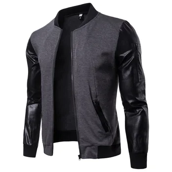 Yeni Erkek Veste Fermuar marka Ceket Rahat Eğilim dropshipping Moda Homme moto Bombacı Fit deri kollu erkek Ceket artı 3XL  10