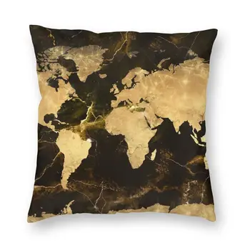 Dünya Haritası Altın minder örtüsü 40x40 Ev Dekor Baskı Atmak Yastık Kılıfı Kanepe için Çift Taraflı  10