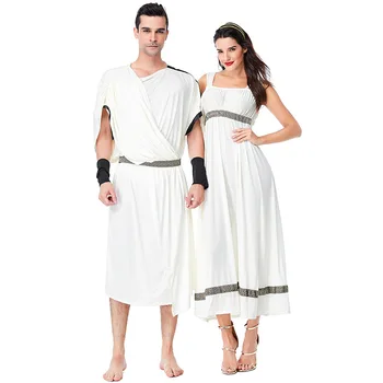 Cadılar bayramı Yetişkin Erkekler Kadınlar Antik Yunan Mitolojisinde Olympus Zeus Hera süslü elbise Toga Tanrı Tanrıça Cosplay Kostümleri  10