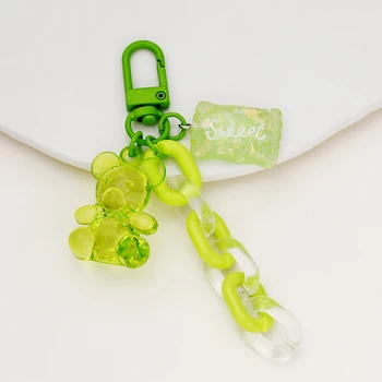 Yaratıcı Şeker renkli akrilik ayı anahtarlık charm flaş ayı kolye kız arkadaşı hava yastığı moda kolye anahtarlık aksesuarları  2