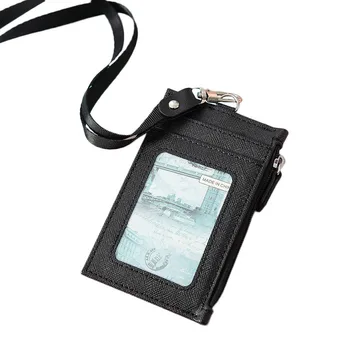 1 Adet kartlıklı cüzdan Rozeti Tutucu PU Deri kimlik kartı Tutucu cüzdan Boyun Kordon ile Öğrenci Para Para Otobüs Kartı Çanta Çanta  10