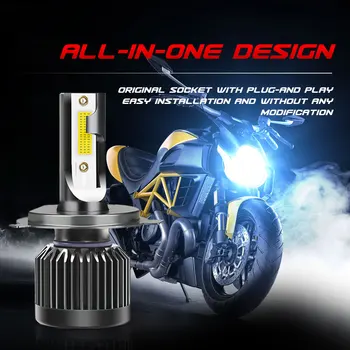 1 ADET TXVSO8 2022 Motosiklet Led H4 Far 4000LM 12V Mini Diyot Lambası HB2 Hi/Lo İşın 6000K Ampul Motosiklet Faro Moto  5