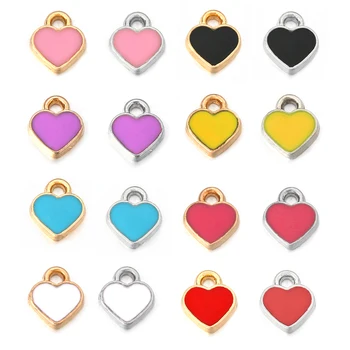 Xınyao 20 Adet Alaşım Renkli Emaye Aşk Kalp Charm DIY Takı Kolye Bilezik Yapımı için  5