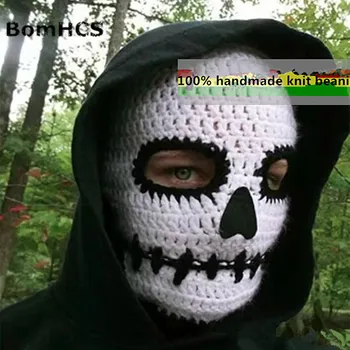 BomHCS Yenilik Sürme Davlumbazlar Bere Maskesi El Yapımı Örme Şapka erkek ve kadın Kış Sıcak Kap Cadılar Bayramı Partisi Hediye  5