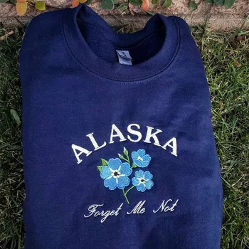 Amerikan Alaska Vintage Çiçek Nakış baskı Kadın Sonbahar Tişörtü Gevşek Pamuk Crewneck Kalın Polar Kazak Jumper  5
