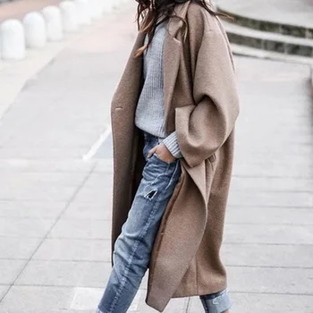 2022 New Hot Women's Long Coat Warm Women's Coat Woolen Cloth Coat Пальто Женское Куртка Женская Весна Veste Femme  5