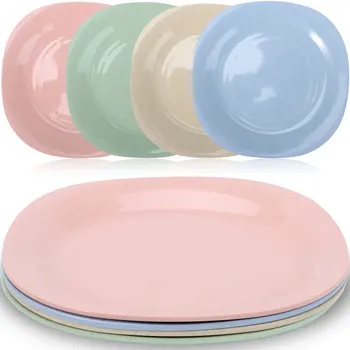 8 Adet Kullanımlık Plastik yemek tabakları Buğday Samanı Plaka Çevre Dostu yemek tabakları Restoran Özel Tabağı Piknik Yemekleri  5