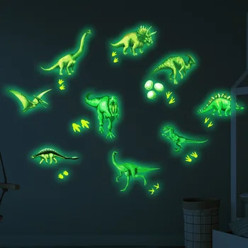 Aydınlık Dinozor 3D duvar çıkartmaları Çocuk Odaları için Ev Dekorasyon Aksesuarları DIY Çıkartmaları Karikatür Yumurta Karanlık Çıkartmalar  10