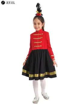 Çocuk Kız Uzun Kollu Mock Boyun Salıncak Dans Elbise Cadılar Bayramı Noel Cosplay Parti Sirk Ringmaste Sahne Performansı Kostüm  10