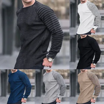 2023 Yeni Erkek Kazak İlkbahar Sonbahar Moda Şerit Rahat Spor O-boyun Katı Sıcak Slim Fit Örgü Gömlek Erkek Kazak Streetwear  10