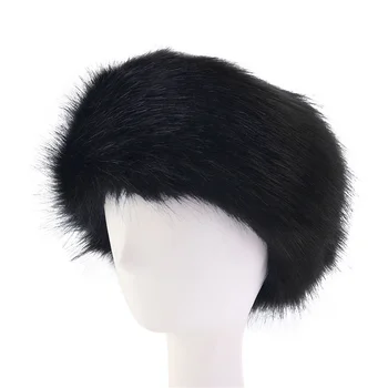 2023 Kış Kabarık Rus Faux Kürk Kafa Bandı Kalın Kürklü Hairband Kadınlar Kız Kürk Şapka Kış Açık Earwarmer Kayak Şapkaları Moda  5