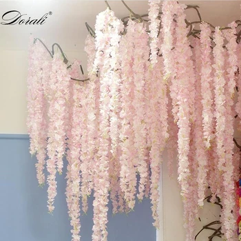 30 cm Kiraz çiçeği Asma Sakura yapay çiçekler için parti Düğün tavan dekorasyonu duvar Asılı rattan fleur artificielle  10
