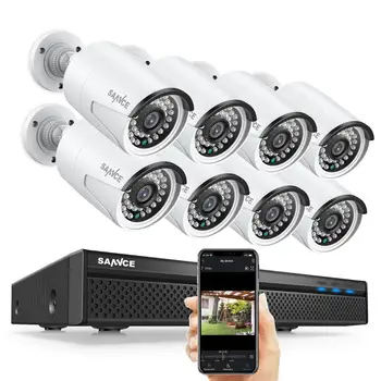 SANNCE N48PBE 5MP Sistemi 8ch PoE NVR Sistemi CCTV Güvenlik 4/6/8 Adet Bullet Açık 1080P IP Kameralar Gözetim Kiti Dahili 2TB HDD  10