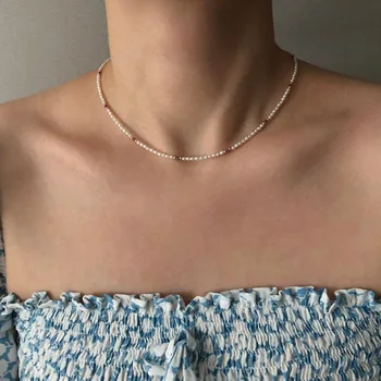Doğal inci kolye moda basit el yapımı küçük inci kısa takı kettingen voor vrouwen 2021 yaz yeni gerdanlık  4