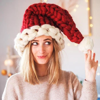 Noel şapkaları Kadın erkek Kış Yumuşak Yün Örme Top Noel Baba Kapaklar Aile Çocuk Yetişkin Yeni Yıl Hediye Şapka  5