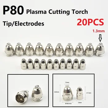 20 adet P80 Plazma Kesme Meşale 60A / 80A / 100A Plazma Kesme Makinası İçin CUT-70 CUT-80 CUT-100 CUT-120 Torç Ucu Elektrot Memesi  4