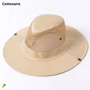 Yeni Yürüyüş Vizör güneş şapkası Kova Kapağı Kap dış mekan teli Nefes Geniş Ağız balıkçı şapkası Erkekler için batı kovboy şapkası Gorro Pescador  5